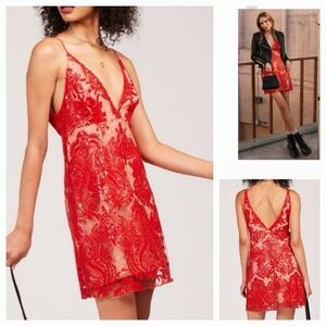 Free‎ People Night Shimmer Mini Dress Sequin Red,